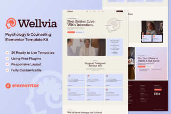 Wellvia – Psychology & Counseling Elementor Template Kit