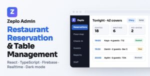 Zeplo Admin | Restaurant Reservation and Table Booking Dashboard With React and Firebase