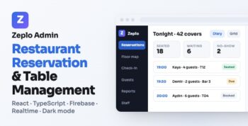 Zeplo Admin | Restaurant Reservation and Table Booking Dashboard With React and Firebase