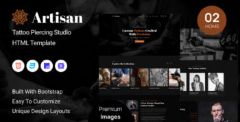 Artisan - Tattoo Piercing Studio HTML Template
