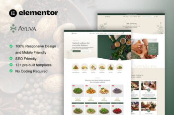 Ayuva - Ayurveda Treatment & WooCommerce Store Elementor Pro Template Kit