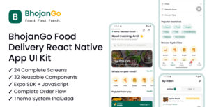 BhojanGo | Food Delivery React Native App UI Kit