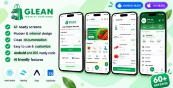 Glean | Grocery Shopping App React Native Expo UI Kit