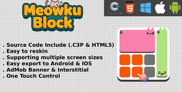 Meowku Block Puzzle | Shikaku Game | Construct 3