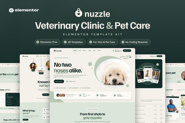 Nuzzle - Veterinary Clinic & Pet Care Elementor Template Kit