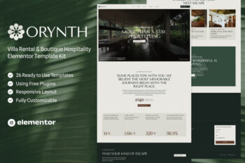 Orynth - Villa Rental & Boutique Hospitality Elementor Template Kit