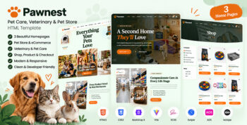Pawnest | Pet Care, Veterinary and Pet Store HTML Template