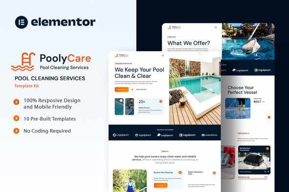 Poolycare - Pool Cleaning Services Elementor Template Kit