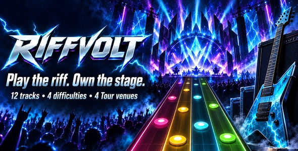 Riffvolt | HTML5 Rock Rhythm Game With 12 Tracks and Tour Mode
