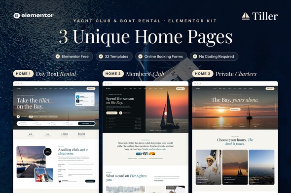 Tiller - Yacht Club & Boat Rental Elementor Template Kit